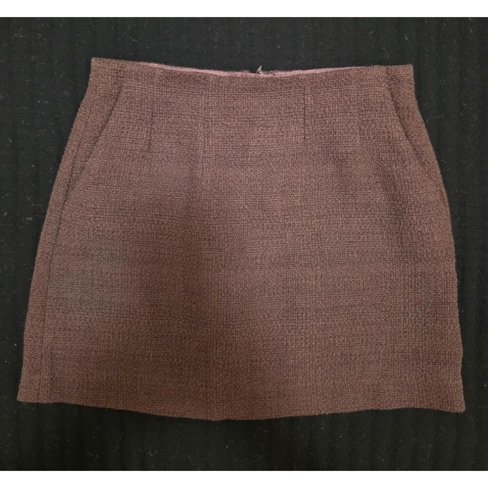 Babaton Kinsley Tweed Skirt by Aritzia high waisted pockets brown size 6